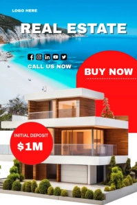 White Maximalist Instagram Real Estate Flyer  Pinterest Graphic template