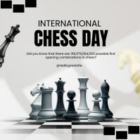 White Maximalist International Chess Day Instagram Post template