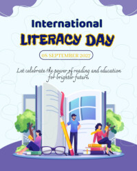 White Maximalist International Literacy Day  Instagram Portrait template