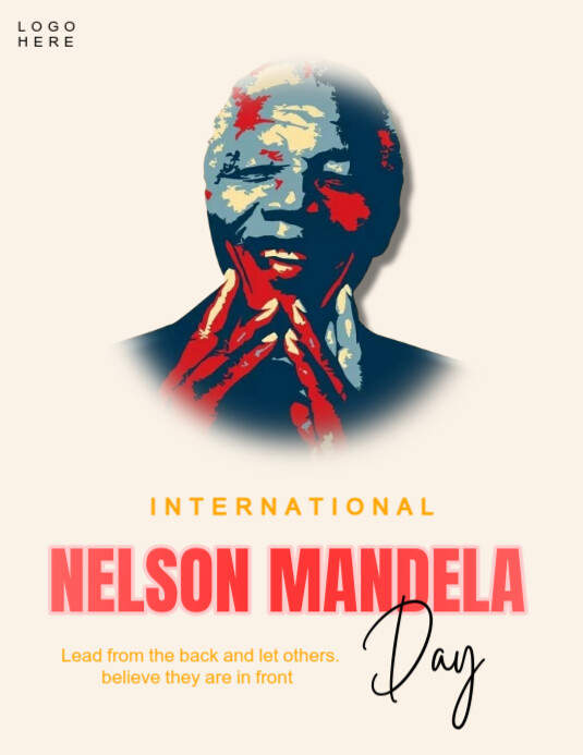White Maximalist International Nelson Mandela Day  Flyer (us Letter) template