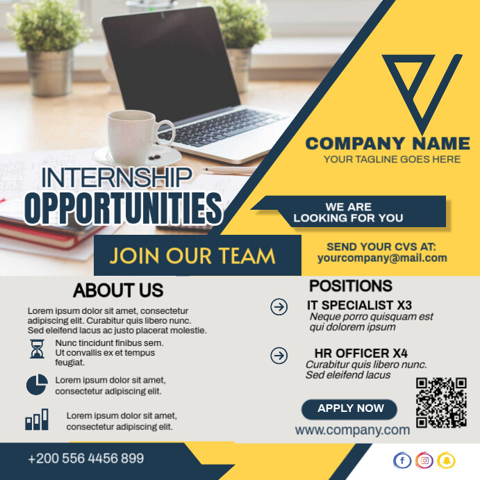 White Maximalist Internship Instagram Post Template | PosterMyWall