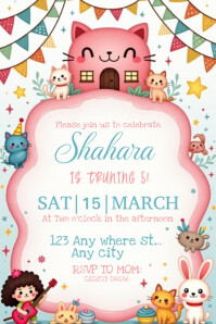 White Maximalist Invitation Birthday Gracie's Corner Pinterest Graphic template
