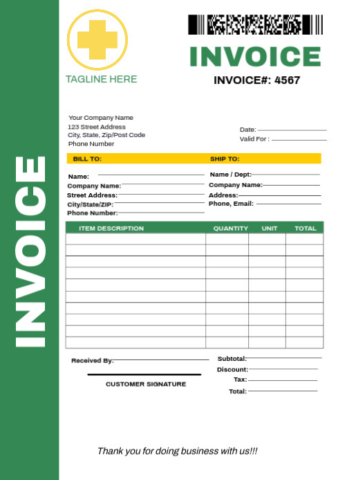 White Maximalist Invoice Template  A4