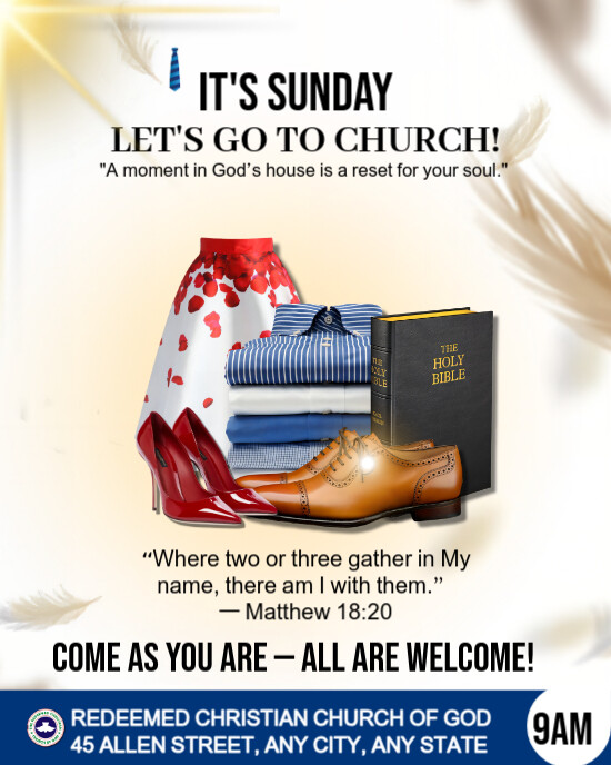 White Maximalist It's Sunday, Let's Go To Church  Instagram Portrait template