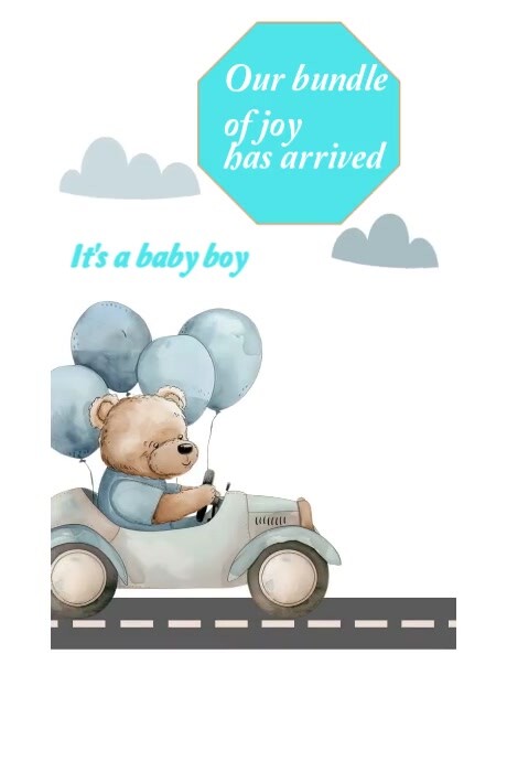 White Maximalist It's A Baby Boy Announcement  Poster Plakat template