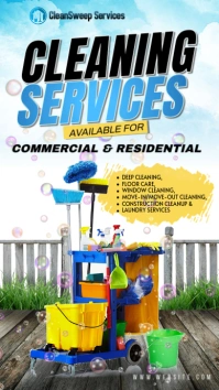 White Maximalist Janitorial Services Instagram Story template