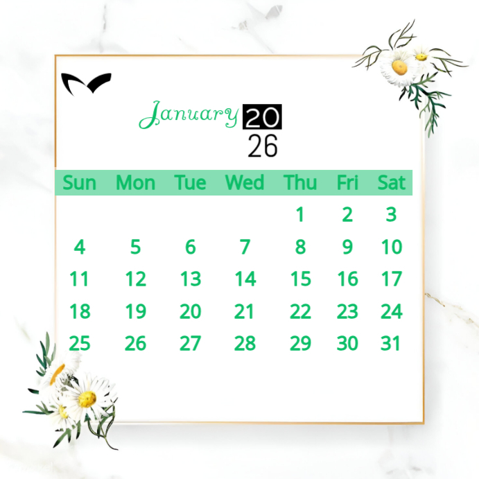 White Maximalist January Calendar Instagram Post Template | PosterMyWall