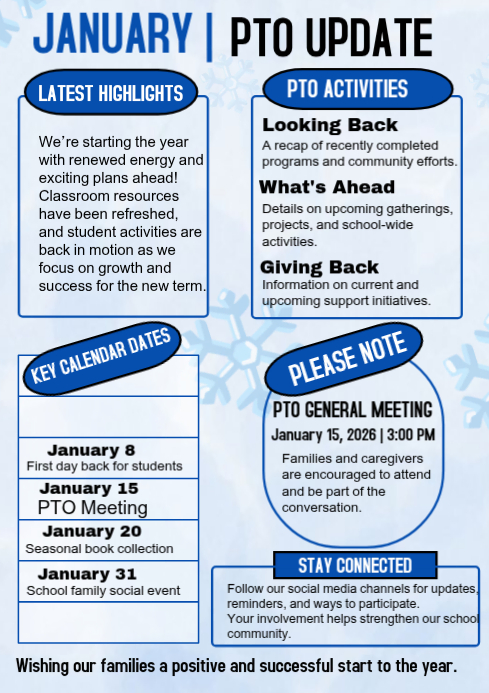 White Maximalist January Pto Update / Back To School Update A4 Template ...