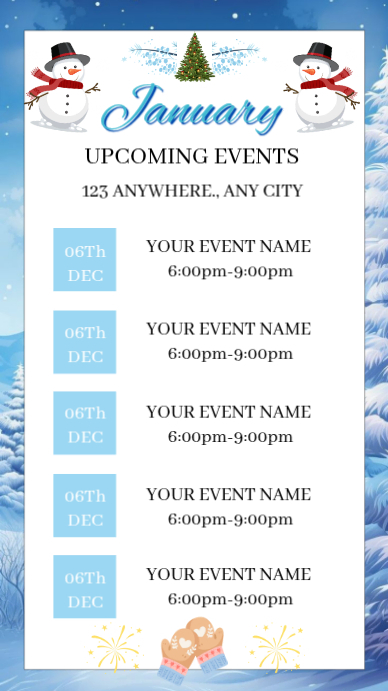 White Maximalist January Upcoming Events Whatsapp Status Template ...