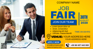 White Maximalist Job Fair Facebook Event Cover template