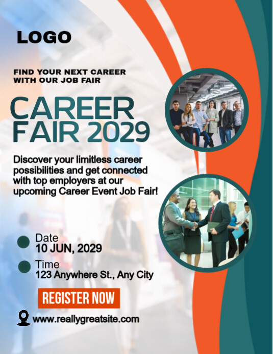 White Maximalist Job Fair Poster Flyer (us Letter) template