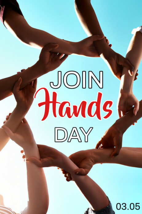 White Maximalist Join Hands Day Poster template