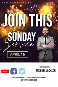 White Maximalist Join This Sunday Service Ad Pinterest Graphic template