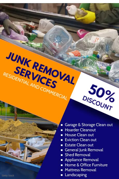 White Maximalist Junk Removal Poster Template | PosterMyWall