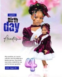 White Maximalist Kids Birthday Flyer  Instagram Portrait template