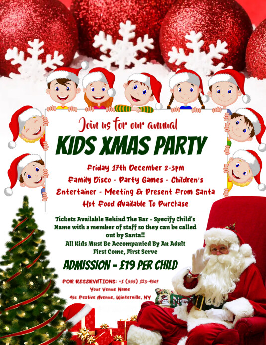 Copy of White Maximalist Kids Merry Christmas Party Flyer Flyer (us ...