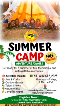 White Maximalist Kids Summer Camp Instagram Story template