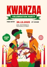 White Maximalist Kwanzaa  A4 template