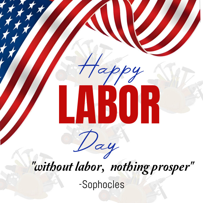White Maximalist Labor Day Design Template  S Square (1:1)