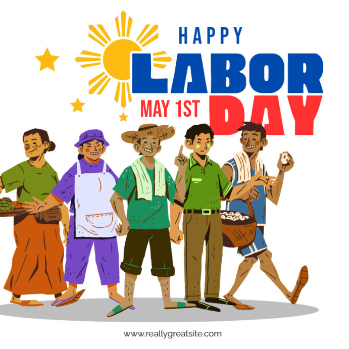 White Maximalist Labor Day Instagram Post template
