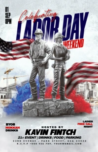 White Maximalist Labor Day Party Online Editable Template Tabloid