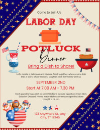 สีเหลือง Potluck Dinner Invitation Volantino Template