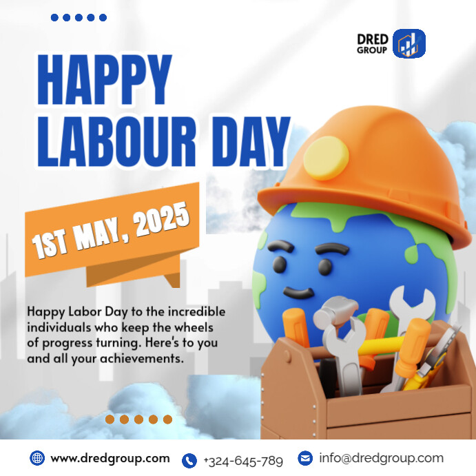 White Maximalist Labour Day Greeting Card  Instagram Post Iphosti le-Instagram template