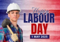 White Maximalist Labour Day Poster Postcard template