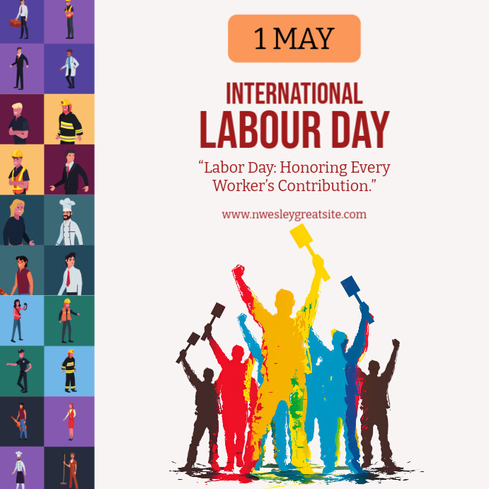 White Maximalist Labour Day Square (1:1) template