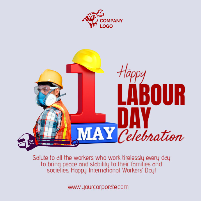White Maximalist Labour Day Square (1:1) template