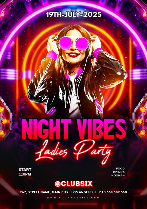 White Maximalist Ladies Night Party A4 template