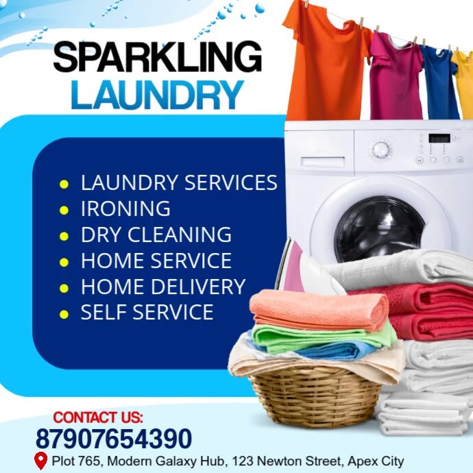 White Maximalist Laundry & Dry Cleaning Services  Instagram Post Iphosti le-Instagram template