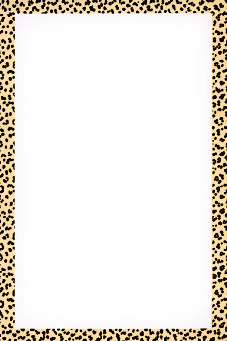 White Maximalist Leopard Border Frame Poster template