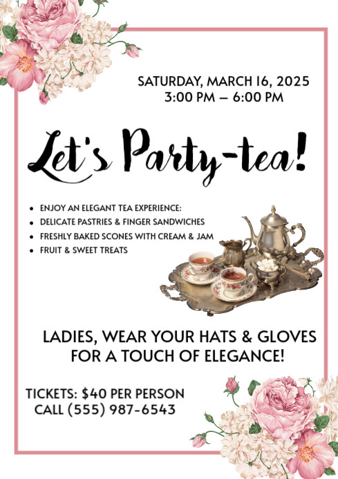 Copy of White Maximalist Let's Party tea A4 | PosterMyWall