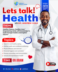 White Maximalist Lets Talk Health Awareness Workshop Medical Online Conference Doctor Invitation Fly Instagram Portrait template