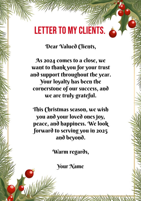Copy of White Maximalist Letter To My Clients/customes A4 | PosterMyWall