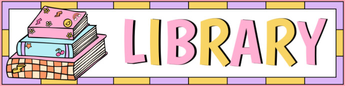 White Maximalist Library Google Classroom Banner Template | PosterMyWall