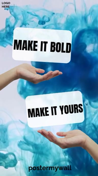 White Maximalist Make It Bold, Make It Yours- Blue Ink Cloudy Rain Video Design  Digital Display (9: template