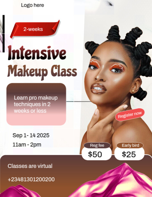 White Maximalist  Make Up Class Flyer (us Letter) template