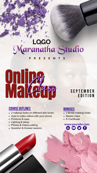 White Maximalist Makeup Studio Online Class Ad  Instagram Story template