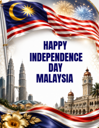 White Malaysia Independence Day ใบปลิว Template