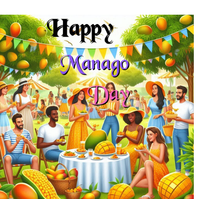 White Maximalist Mango Day  Instagram Post template