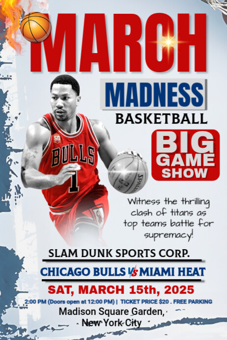 White Maximalist March Madness  Poster template