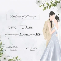 White Maximalist Marriage Certificate Template  Square (1:1)