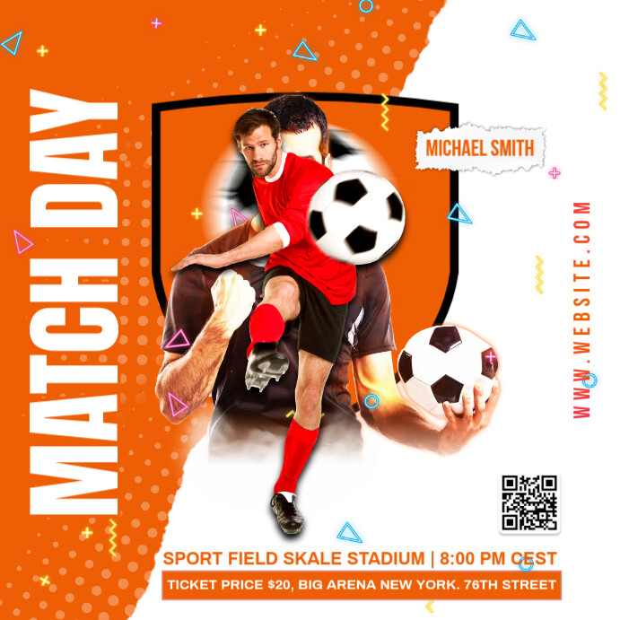 White Maximalist Match Day Flyer Instagram Post template