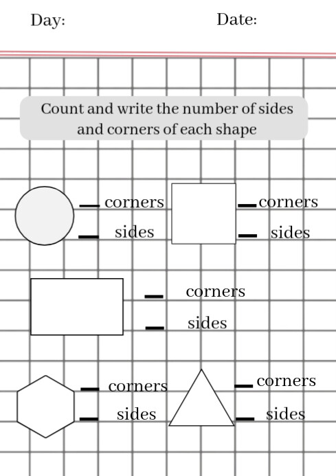 White Maximalist Maths 2d Shapes Worksheet A4 template