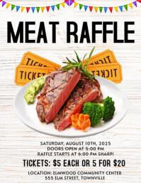 White Maximalist Meat Raffle Flyer (us Letter) template
