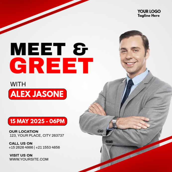 White Maximalist Meet And Greet Instagram Post Template | PosterMyWall