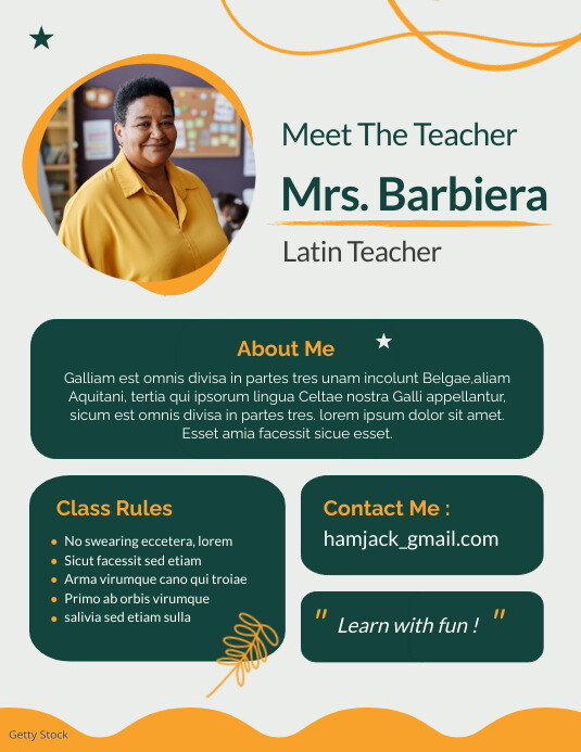 White Maximalist Meet The Teacher Dark Green Pamflet (VSA Brief) template