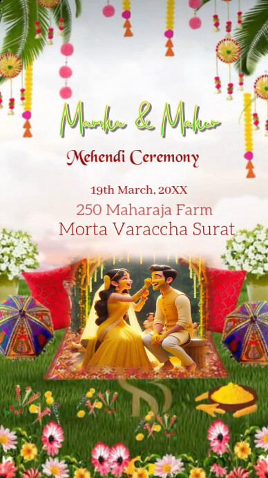 White Maximalist Mehendi Ceremony Invitation Card Design  Instagram Story Instagram-verhaal template
